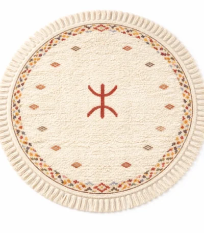 Tapis rond berbère avec symbole amazigh