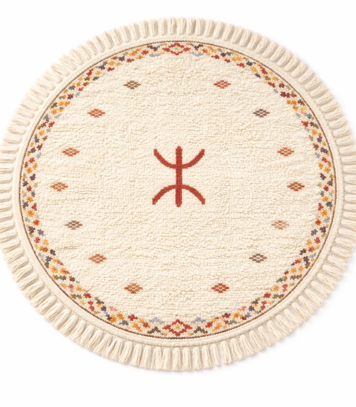 Tapis rond berbère avec symbole amazigh